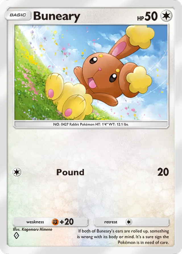 Buneary, Shining Revelry #066, Basic Colorless Pokémon, illustrated by Kagemaru Himeno
