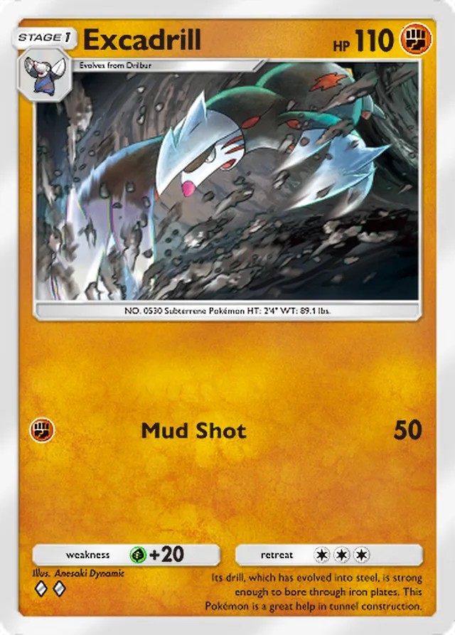 Excadrill, Ruler of the Skies #086, Stage 1 Fighting Pokémon, illustrated by Anesaki Dynamic