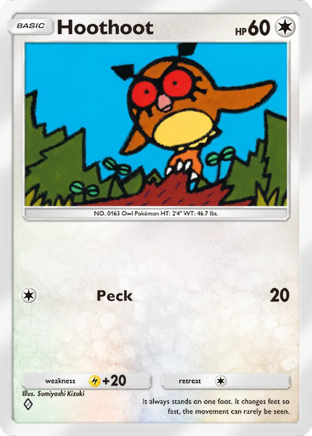 Hoothoot, Triumphant Light #064, Basic Colorless Pokémon, illustrated by Sumiyoshi Kizuki