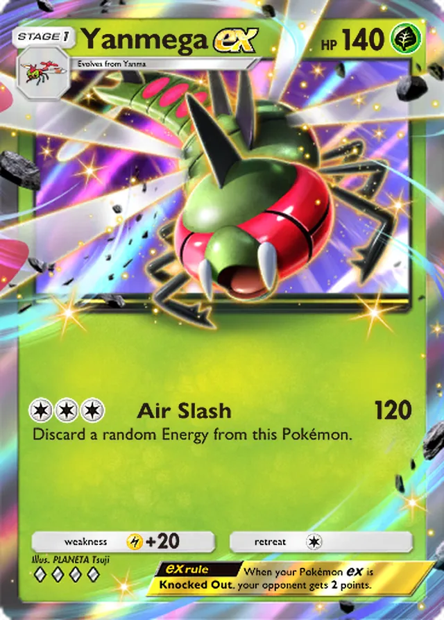 Yanmega ex, Space-Time Smackdown #007, Stage 1 Grass Pokémon, illustrated by PLANETA Tsuji