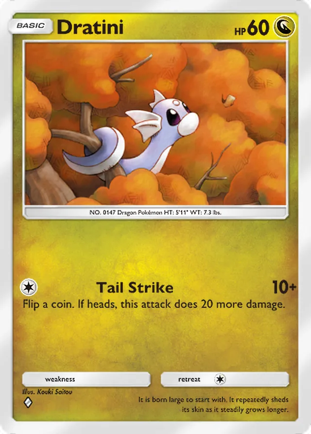 Dratini, Mega Shine #051, Basic Dragon Pokémon, illustrated by Kouki Saitou
