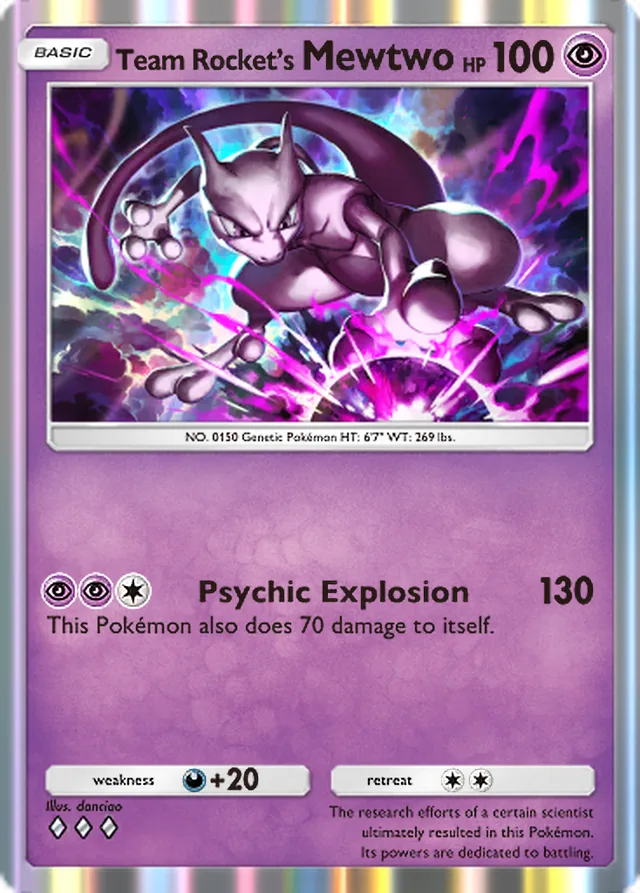 Team Rocket’s Mewtwo, Team Rocket’s Ambition #030, Basic Psychic Pokémon, illustrated by danciao