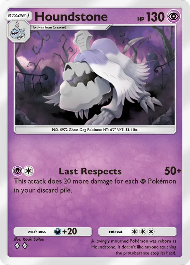 Houndstone, Paldean Wonders #053, Stage 1 Psychic Pokémon, illustrated by Kouki Saitou