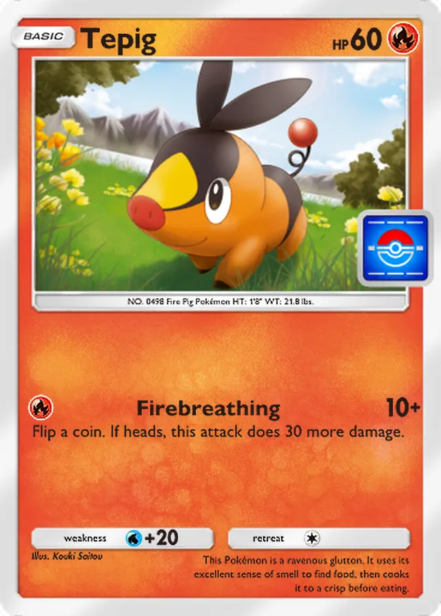 Tepig, Promo-B #058, Basic Fire Pokémon, illustrated by Kouki Saitou
