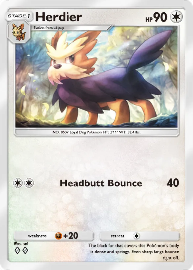 Herdier, Mega Rising #202, Stage 1 Colorless Pokémon, illustrated by sui