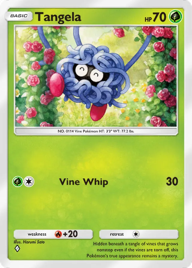 Tangela, Space-Time Smackdown #004, Basic Grass Pokémon, illustrated by Narumi Sato