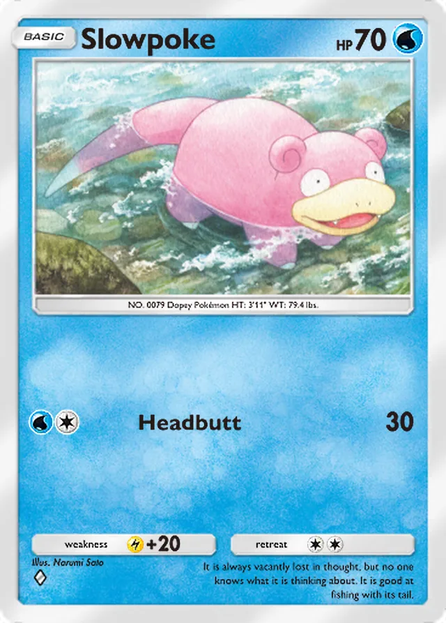 Slowpoke, Mega Shine #015, Basic Water Pokémon, illustrated by Narumi Sato