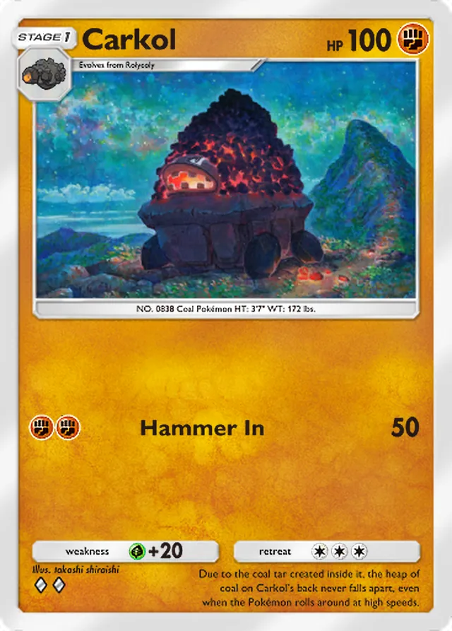 Carkol, Pulsing Aura #093, Stage 1 Fighting Pokémon, illustrated by takashi shiraishi
