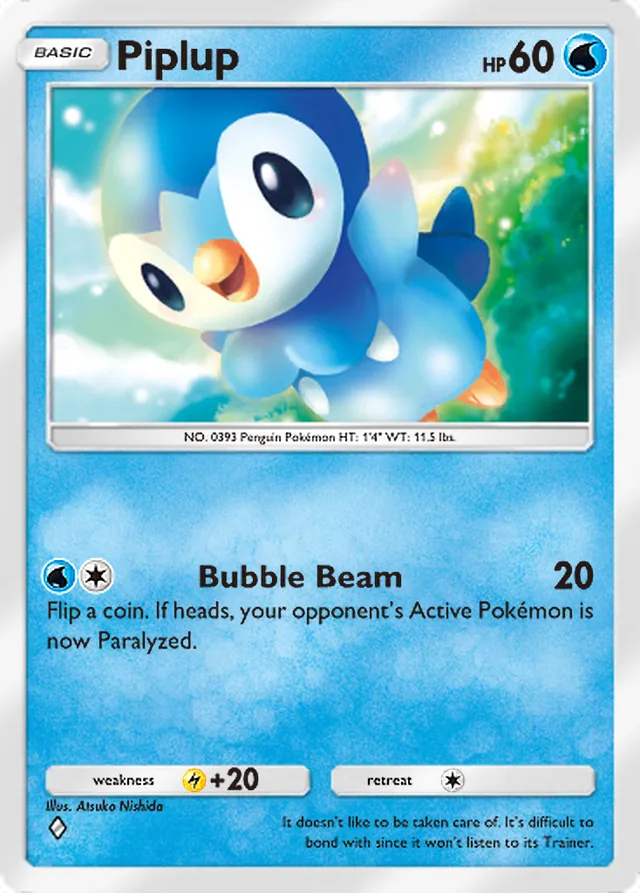 Piplup, Everyday Wonders #019, Basic Water Pokémon, illustrated by Atsuko Nishida