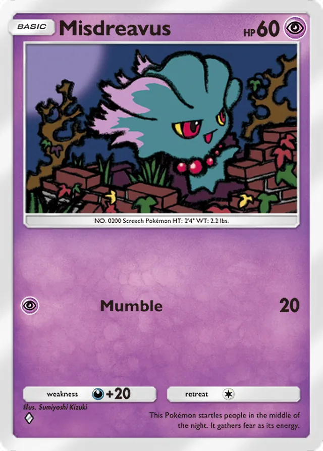 Misdreavus, Space-Time Smackdown #066, Basic Psychic Pokémon, illustrated by Sumiyoshi Kizuki