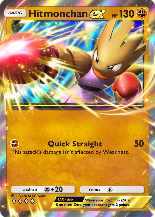 Hitmonchan ex, Mega Rising #124, Basic Fighting Pokémon, illustrated by PLANETA CG Works