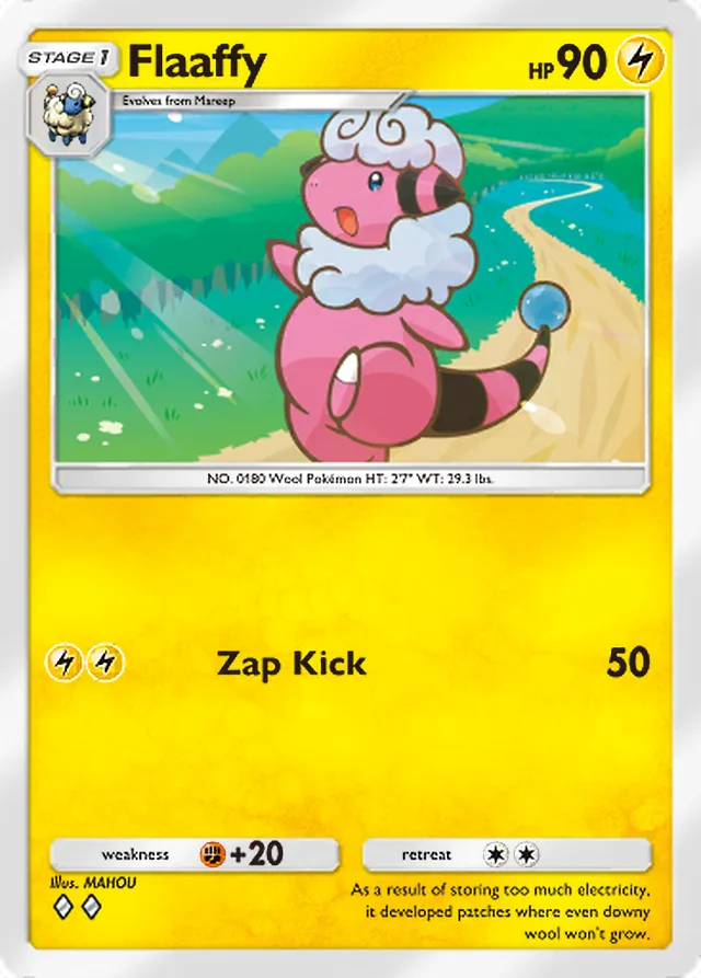 Flaaffy, Wisdom of Sea and Sky #068, Stage 1 Lightning Pokémon, illustrated by MAHOU