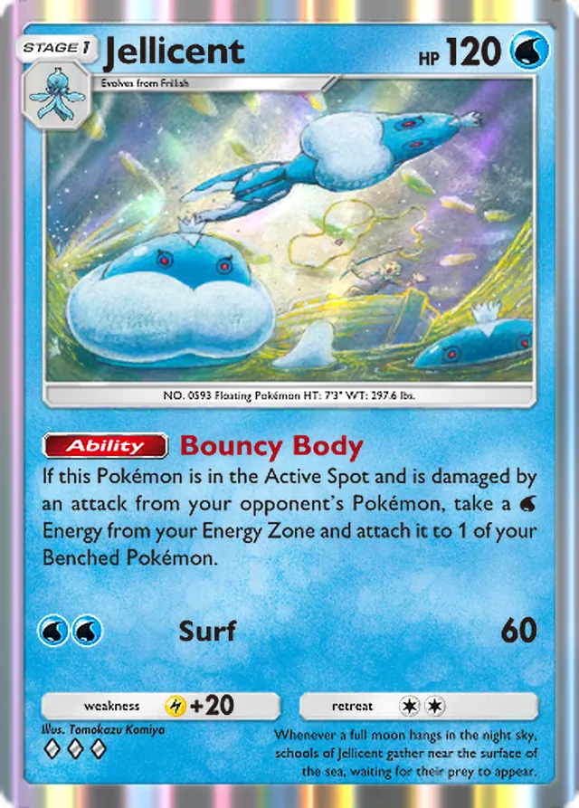 Jellicent, Mega Rising #069, Stage 1 Water Pokémon, illustrated by Tomokazu Komiya