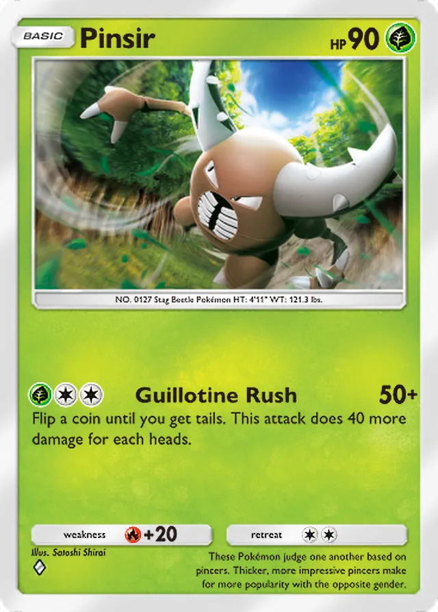 Pinsir, Shining Revelry #004, Basic Grass Pokémon, illustrated by Satoshi Shirai