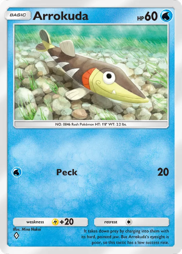 Arrokuda, Mega Rising #078, Basic Water Pokémon, illustrated by Mina Nakai