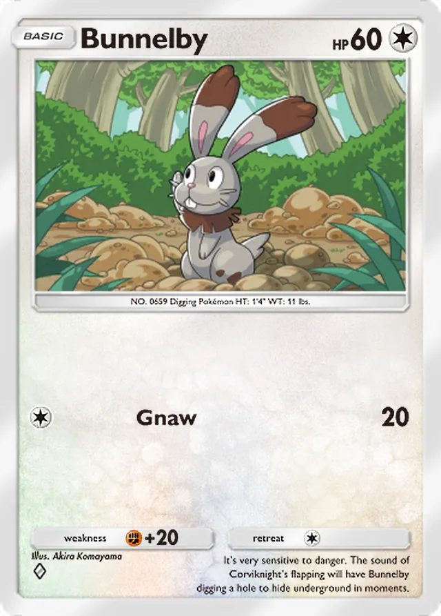 Bunnelby, Fantastical Parade #139, Basic Colorless Pokémon, illustrated by Akira Komayama
