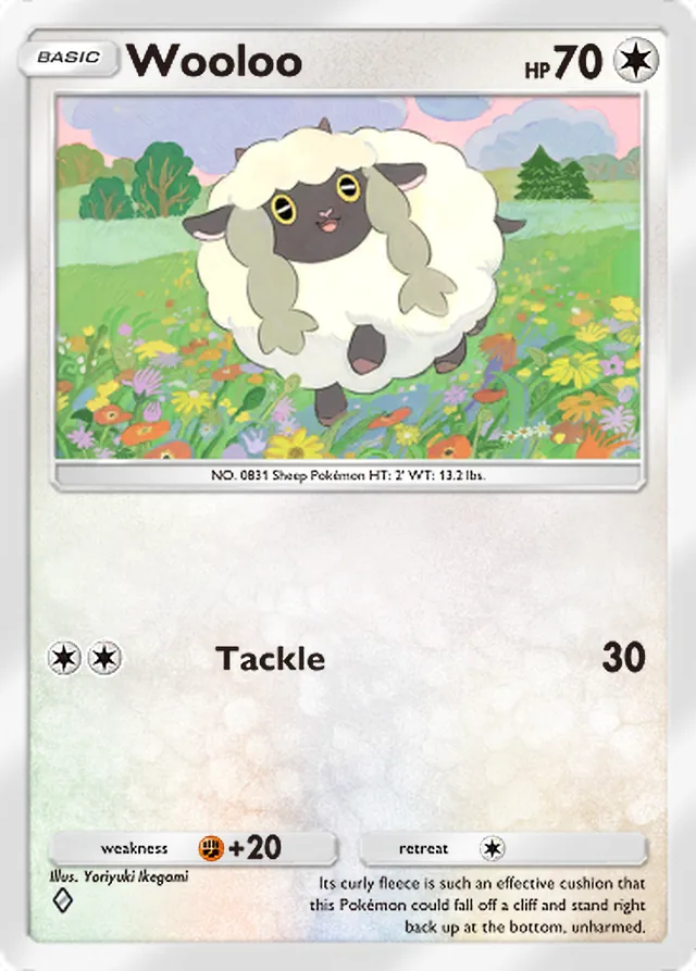 Wooloo, Genetic Apex #214, Basic Colorless Pokémon, illustrated by Yoriyuki Ikegami