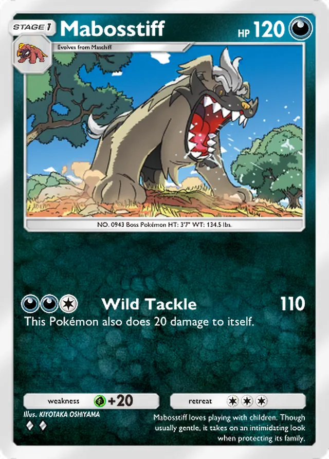 Mabosstiff, Paldean Wonders #068, Stage 1 Darkness Pokémon, illustrated by KIYOTAKA OSHIYAMA