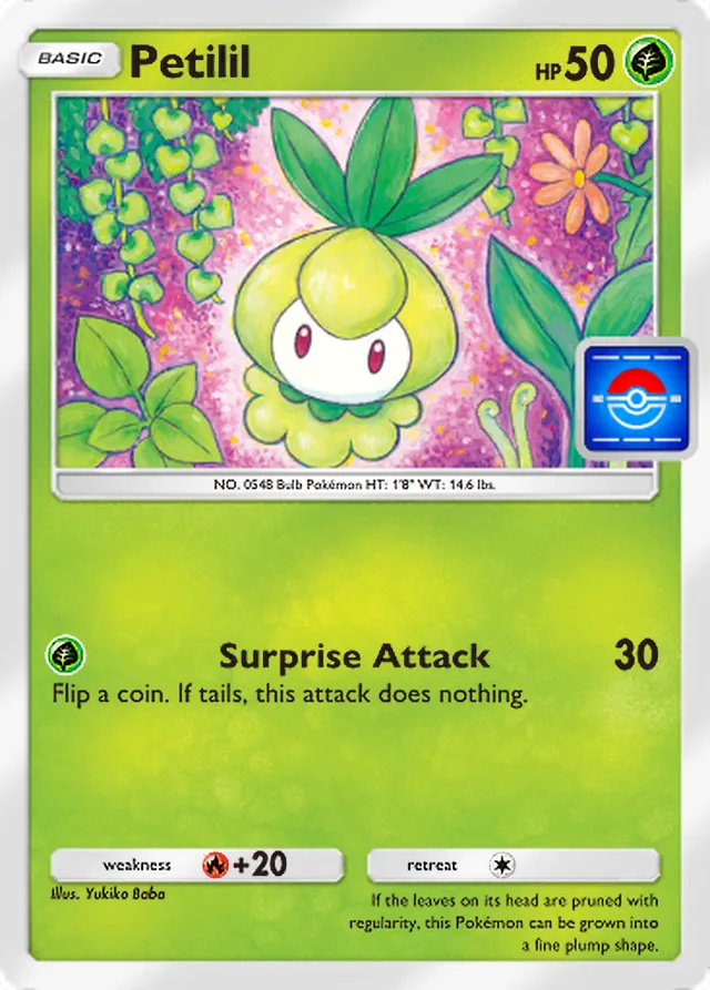Petilil, Promo-B #002, Basic Grass Pokémon, illustrated by Yukiko Baba