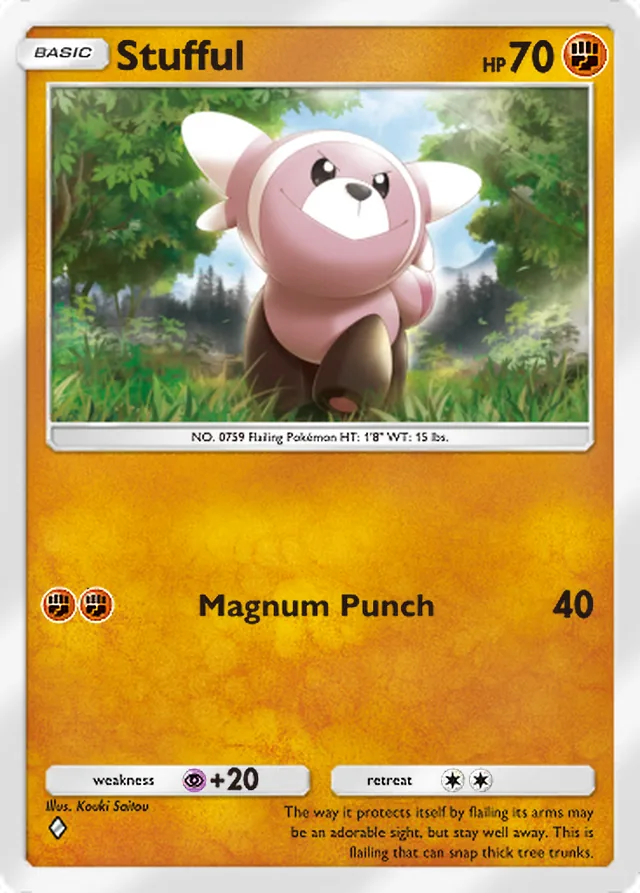 Stufful, Mega Rising #141, Basic Fighting Pokémon, illustrated by Kouki Saitou