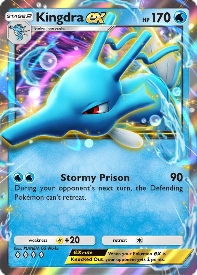Kingdra ex, Wisdom of Sea and Sky #043, Stage 2 Water Pokémon, illustrated by PLANETA CG Works