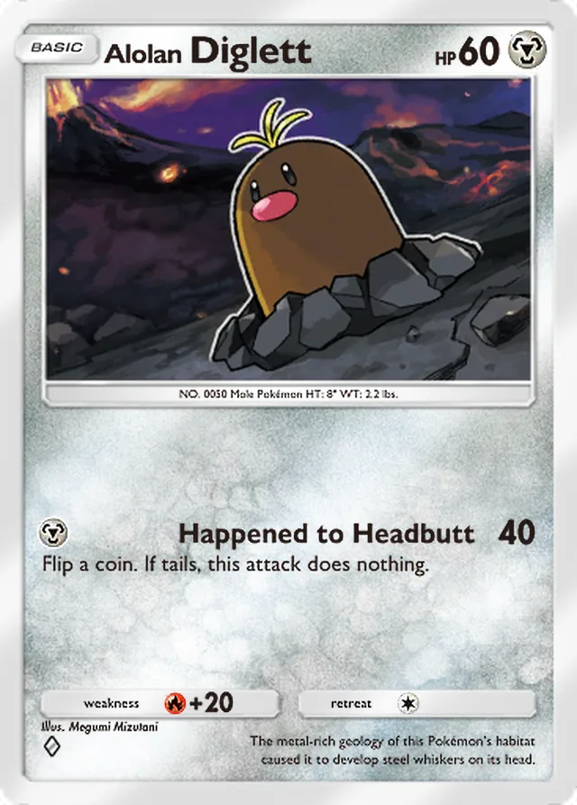Alolan Diglett, Extradimensional Crisis #046, Basic Metal Pokémon, illustrated by Megumi Mizutani