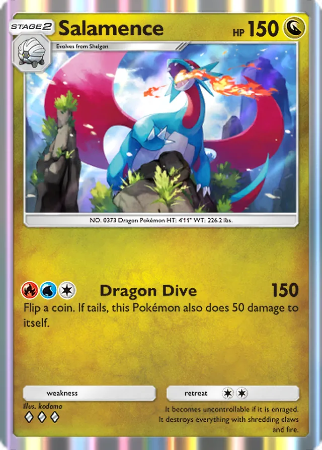 Salamence, Fantastical Parade #123, Stage 2 Dragon Pokémon, illustrated by kodama