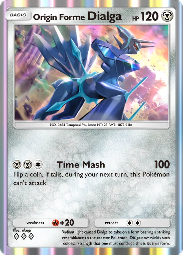 Origin Forme Dialga, Triumphant Light #060, Basic Metal Pokémon, illustrated by akagi