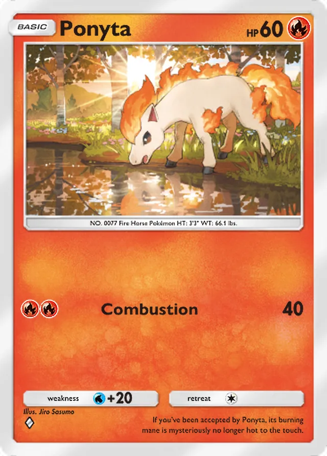 Ponyta, Mega Rising #030, Basic Fire Pokémon, illustrated by Jiro Sasumo