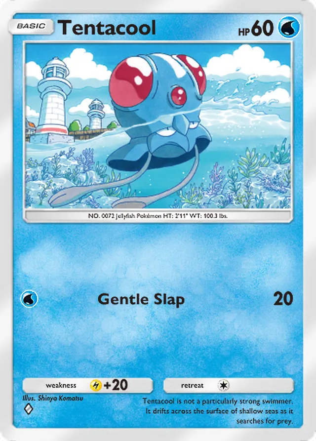 Tentacool, Genetic Apex #062, Basic Water Pokémon, illustrated by Shinya Komatsu