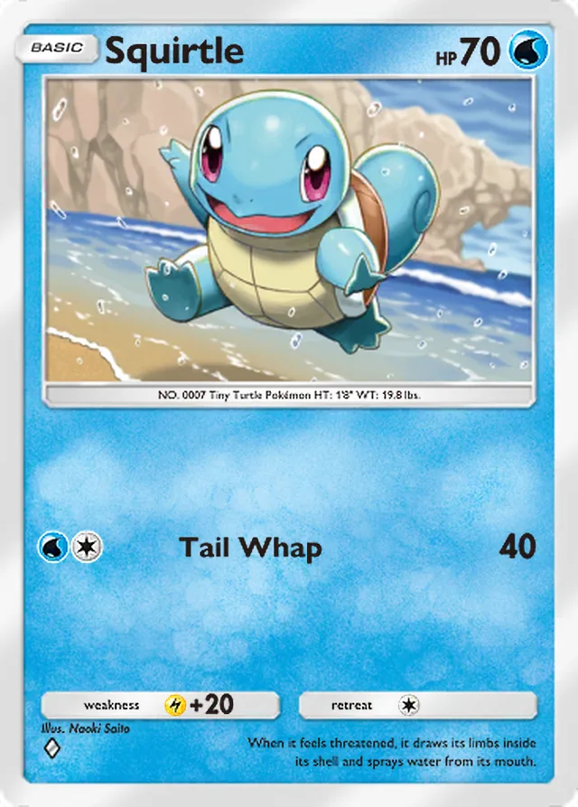 Squirtle, Crimson Blaze #017, Basic Water Pokémon, illustrated by Naoki Saito