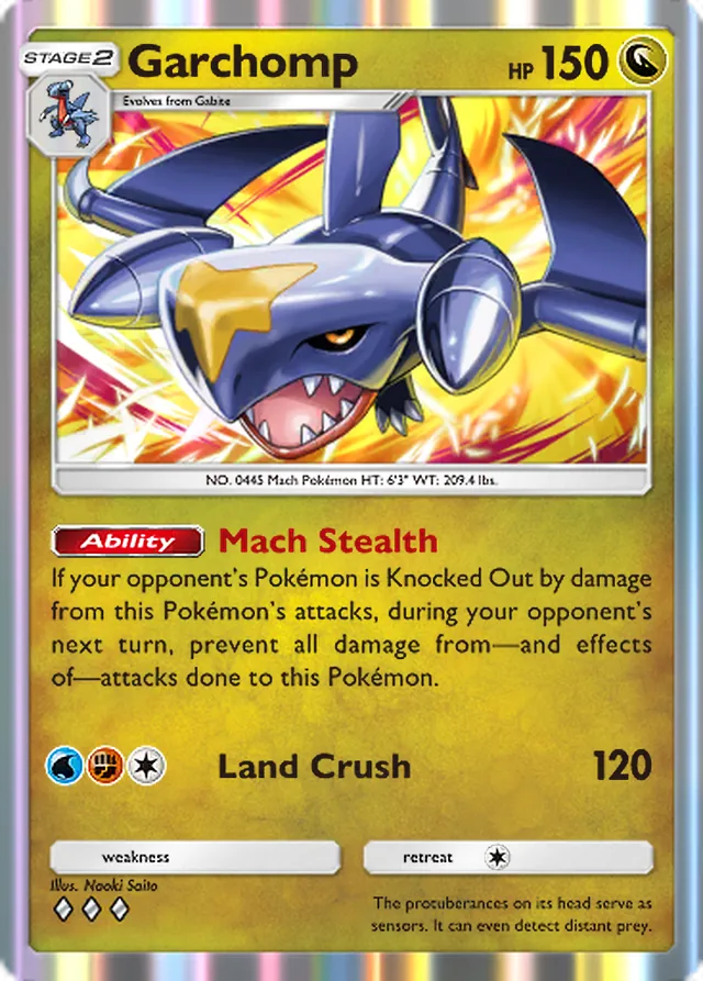 Garchomp, Team Rocket’s Ambition #054, Stage 2 Dragon Pokémon, illustrated by Naoki Saito