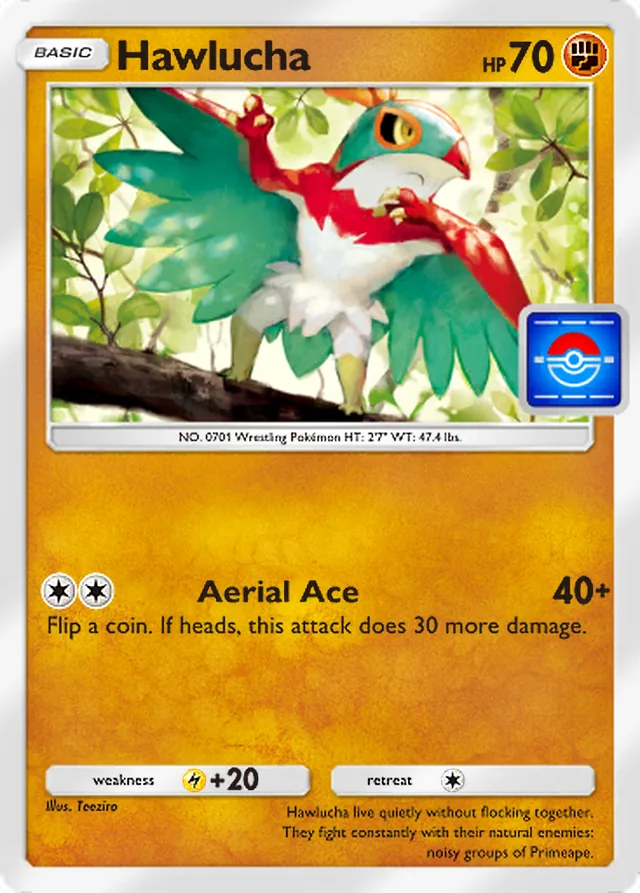 Hawlucha, Promo-B #022, Basic Fighting Pokémon, illustrated by Teeziro