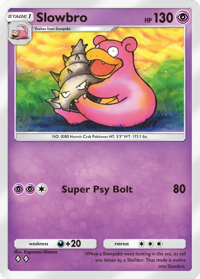 Slowbro, Genetic Apex #119, Stage 1 Psychic Pokémon, illustrated by Kagemaru Himeno