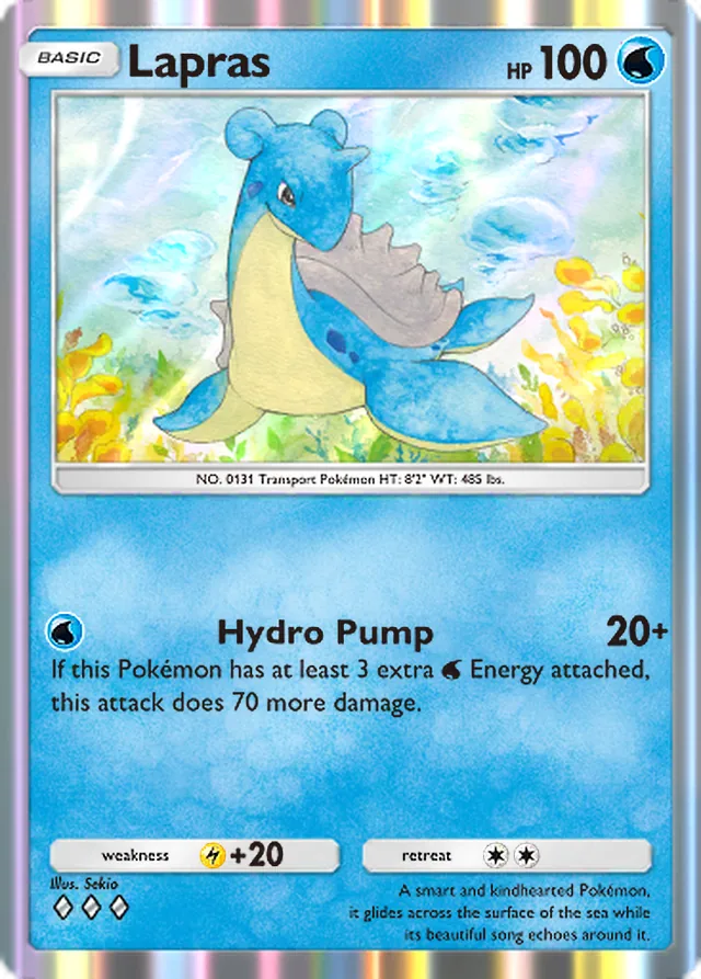 Lapras, Genetic Apex #079, Basic Water Pokémon, illustrated by Sekio
