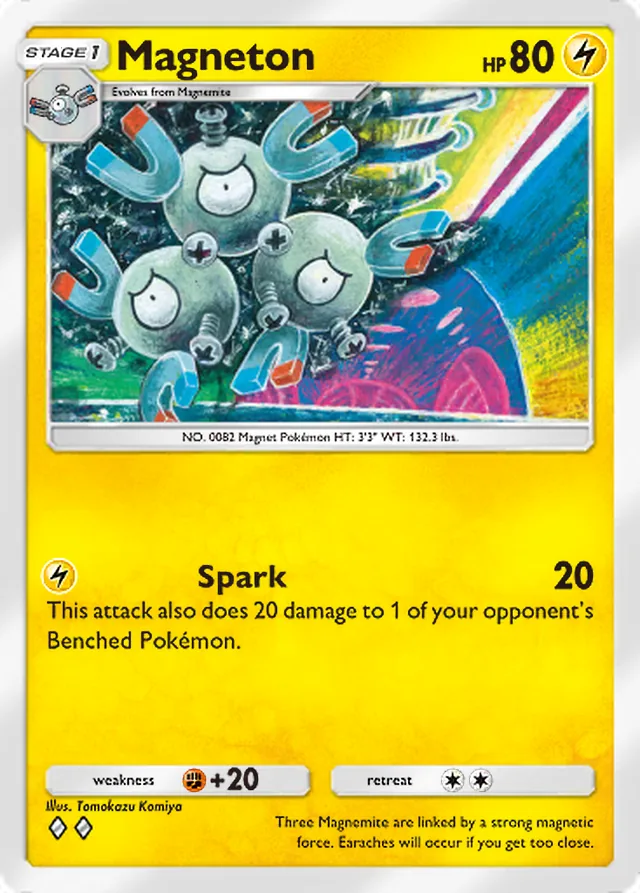 Magneton, Crimson Blaze #025, Stage 1 Lightning Pokémon, illustrated by Tomokazu Komiya
