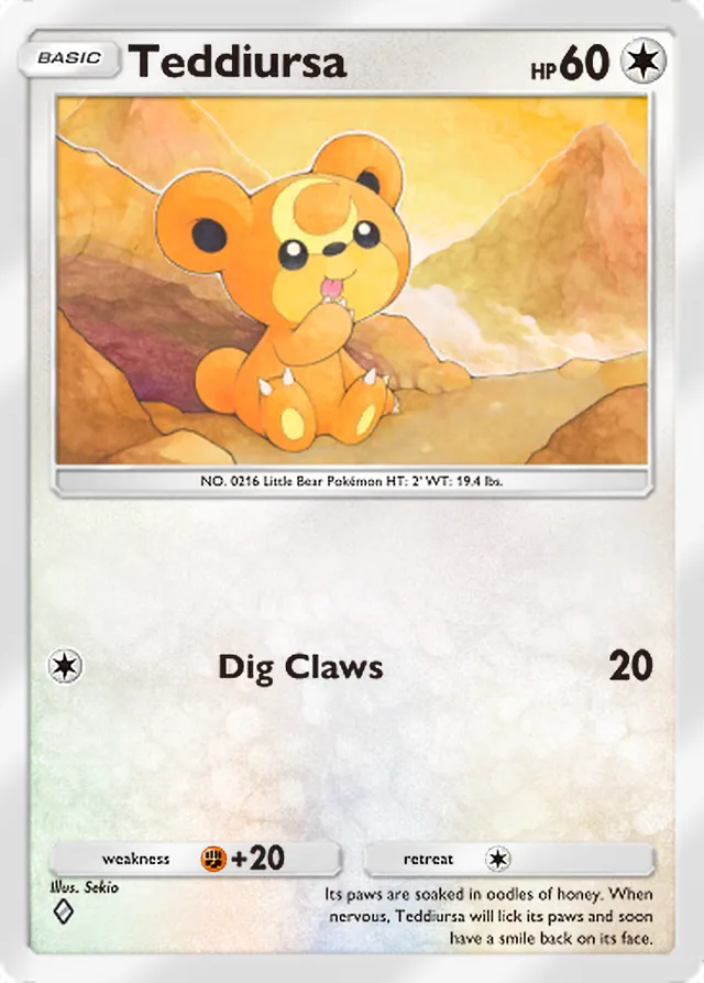 Teddiursa, Pulsing Aura #131, Basic Colorless Pokémon, illustrated by Sekio