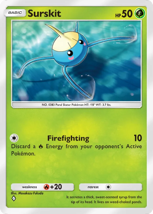 Surskit, Pulsing Aura #009, Basic Grass Pokémon, illustrated by Masakazu Fukuda