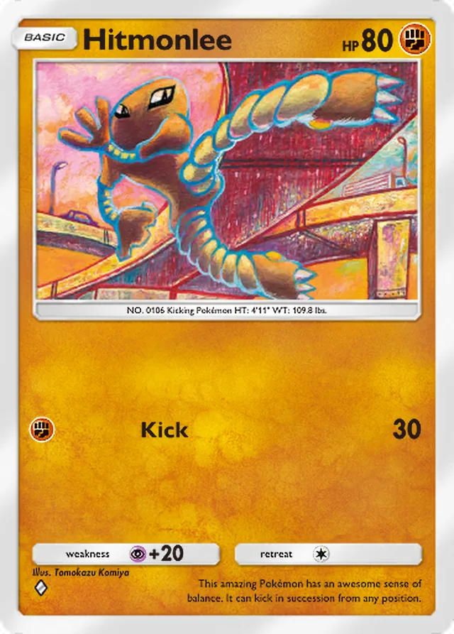 Hitmonlee, Shining Revelry #040, Basic Fighting Pokémon, illustrated by Tomokazu Komiya