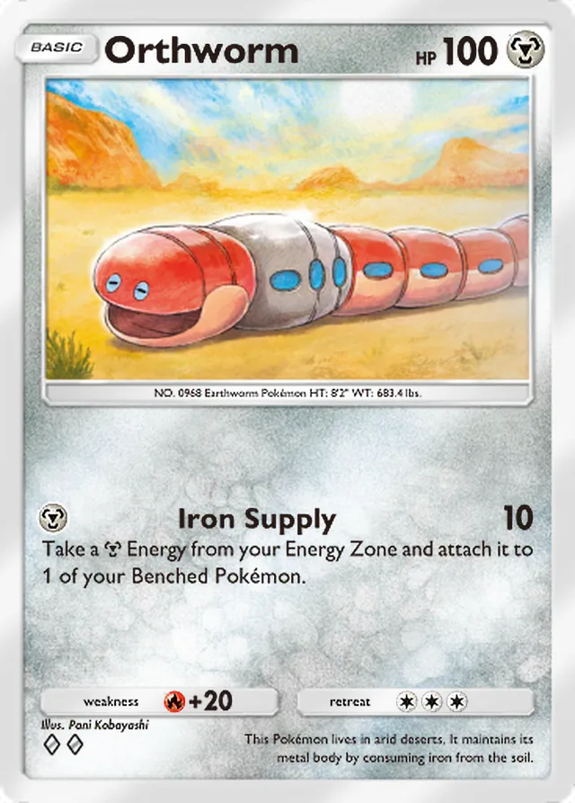 Orthworm, Paldean Wonders #077, Basic Metal Pokémon, illustrated by Pani Kobayashi
