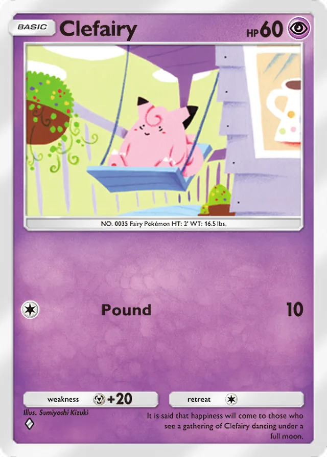 Clefairy, Extradimensional Crisis #022, Basic Psychic Pokémon, illustrated by Sumiyoshi Kizuki