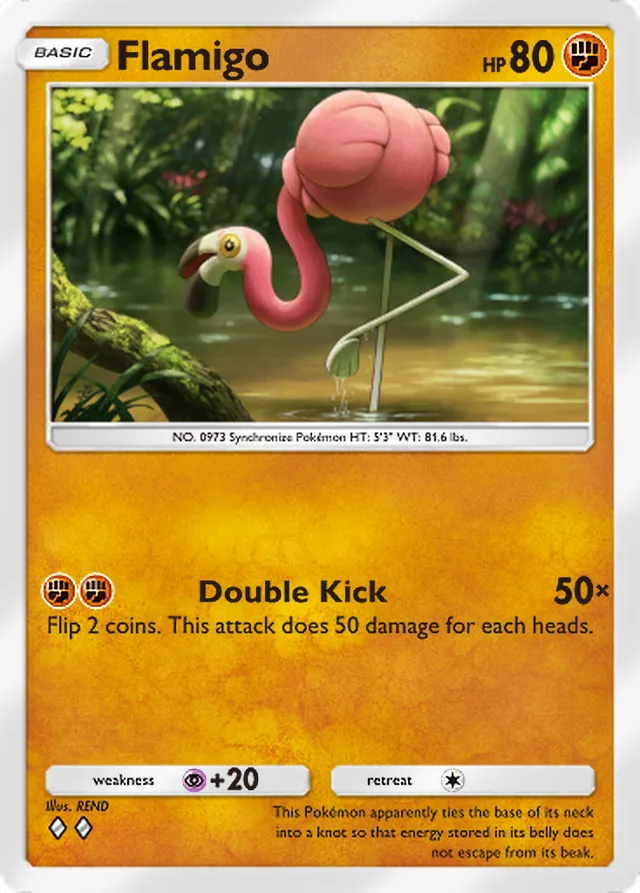 Flamigo, Shining Revelry #044, Basic Fighting Pokémon, illustrated by REND