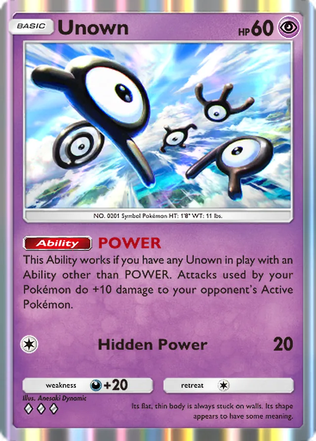 Unown, Wisdom of Sea and Sky #085, Basic Psychic Pokémon, illustrated by Anesaki Dynamic
