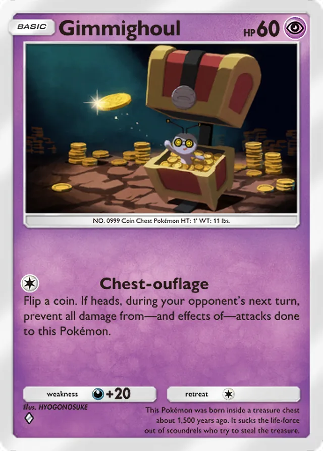 Gimmighoul, Shining Revelry #036, Basic Psychic Pokémon, illustrated by HYOGONOSUKE