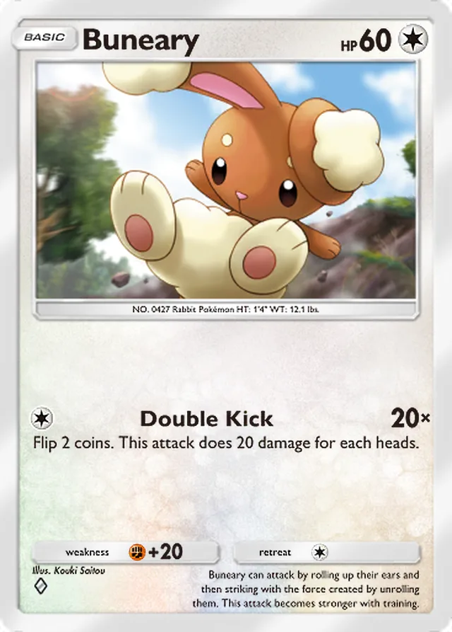Buneary, Crimson Blaze #062, Basic Colorless Pokémon, illustrated by Kouki Saitou