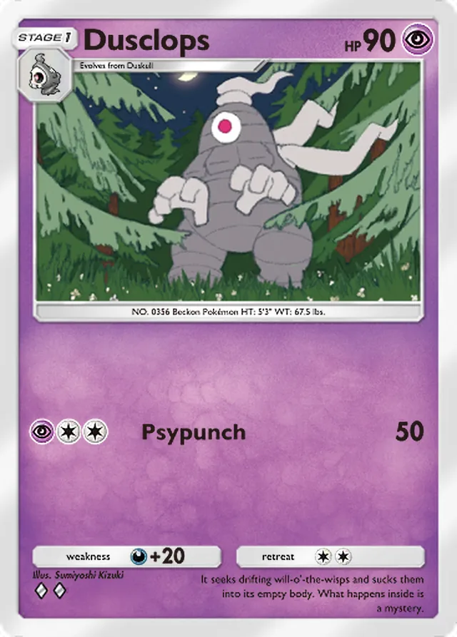 Dusclops, Space-Time Smackdown #071, Stage 1 Psychic Pokémon, illustrated by Sumiyoshi Kizuki