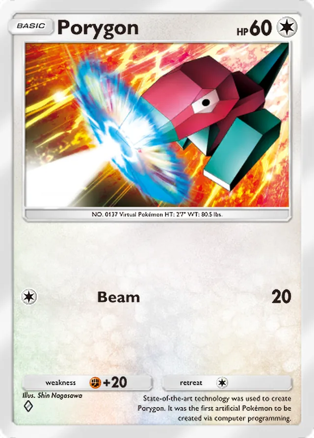 Porygon, Space-Time Smackdown #127, Basic Colorless Pokémon, illustrated by Shin Nagasawa