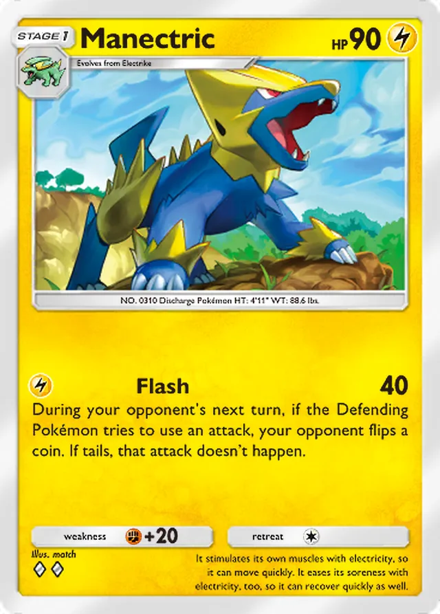 Manectric, Triumphant Light #028, Stage 1 Lightning Pokémon, illustrated by match