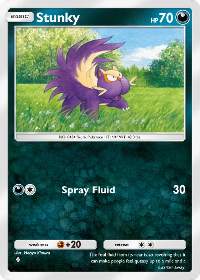 Stunky, Fantastical Parade #101, Basic Darkness Pokémon, illustrated by Naoyo Kimura