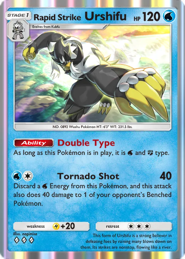 Rapid Strike Urshifu, Pulsing Aura #051, Stage 1 Water Pokémon, illustrated by nagimiso